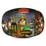 Dogs Playing Poker by C.M.Coolidge Plastic Platter - Microwave & Oven Safe Composite Polymer