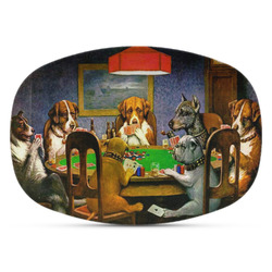 Dogs Playing Poker by C.M.Coolidge Plastic Platter - Microwave & Oven Safe Composite Polymer