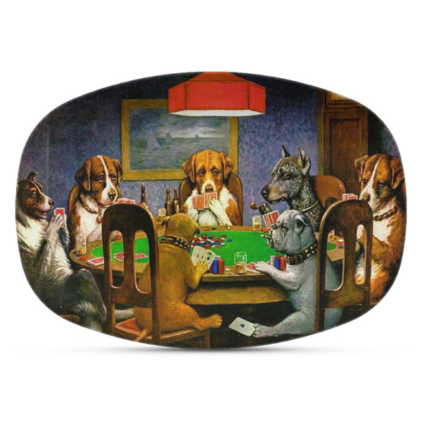 Custom Dogs Playing Poker by C.M.Coolidge Plastic Platter - Microwave & Oven Safe Composite Polymer