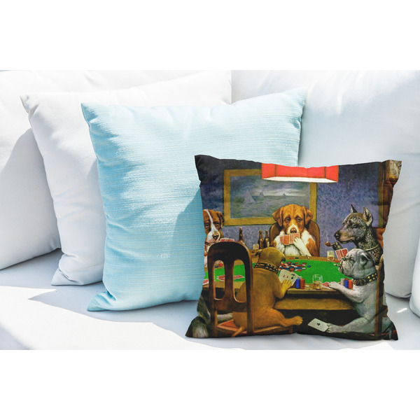 Dogs Playing Poker by C.M.Coolidge Decorative Pillow Case - LIFESTYLE 2