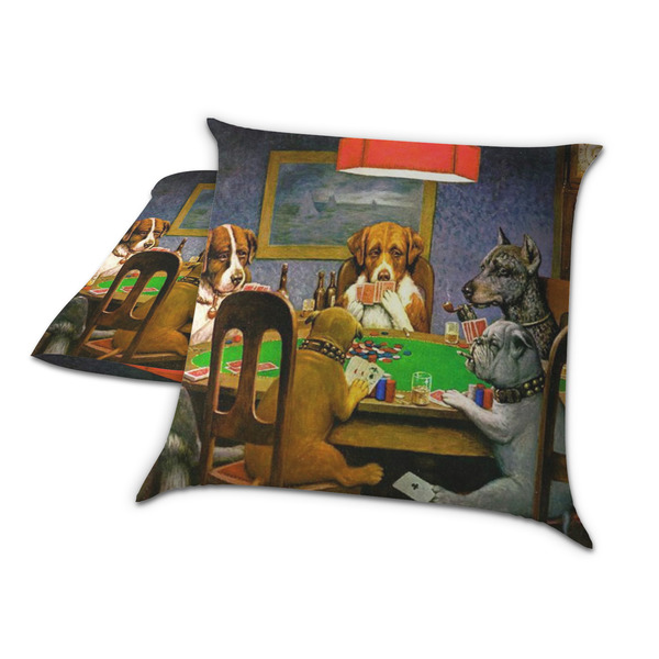 Dogs Playing Poker by C.M.Coolidge Decorative Pillow Case - TWO