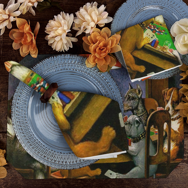 Dogs Playing Poker by C.M.Coolidge Dining Set