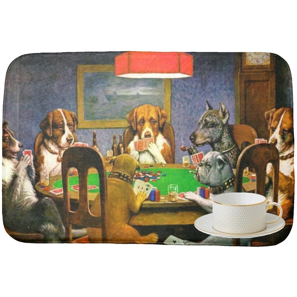 Dogs Playing Poker by C.M.Coolidge Dish Drying Mat
