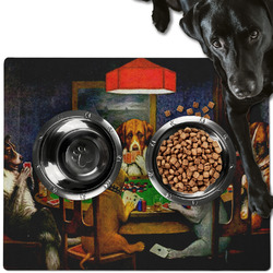 Dogs Playing Poker by C.M.Coolidge Dog Food Mat - Large