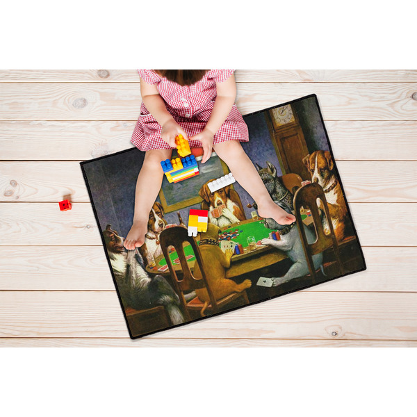 Dogs Playing Poker by C.M.Coolidge Door Mats - LIFESTYLE kid