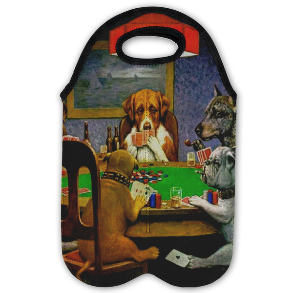Dogs Playing Poker by C.M.Coolidge Double Wine Tote - Flat (new)