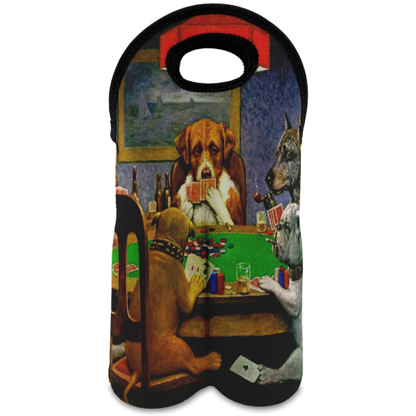 Custom Dogs Playing Poker 1903 C.M.Coolidge Wine Tote Bag (2 Bottles)