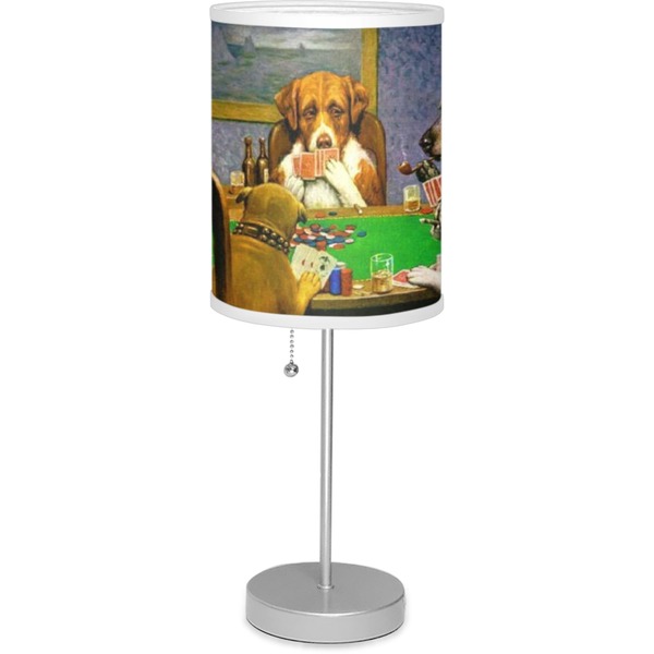 Custom Dogs Playing Poker by C.M.Coolidge 7" Drum Lamp with Shade Linen