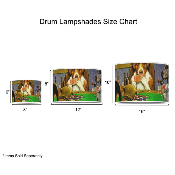 Dogs Playing Poker by C.M.Coolidge Drum Lampshades - Sizing Chart