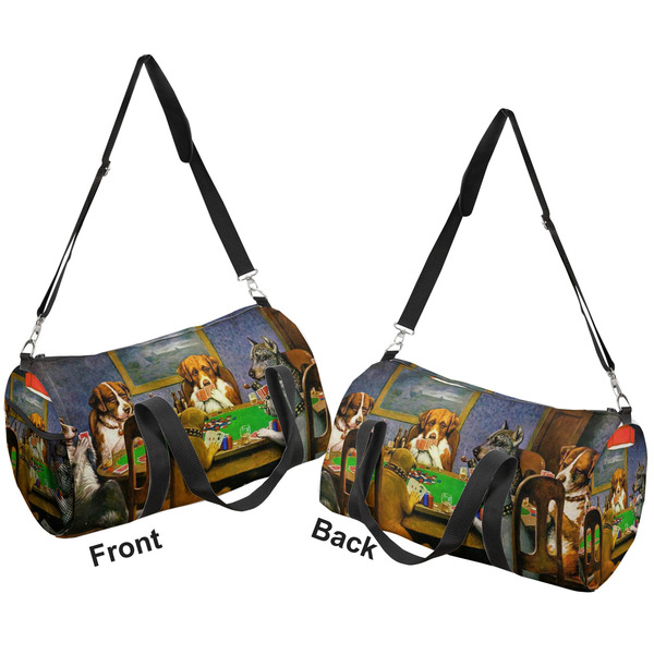 Dogs Playing Poker by C.M.Coolidge Duffle bag small front and back sides