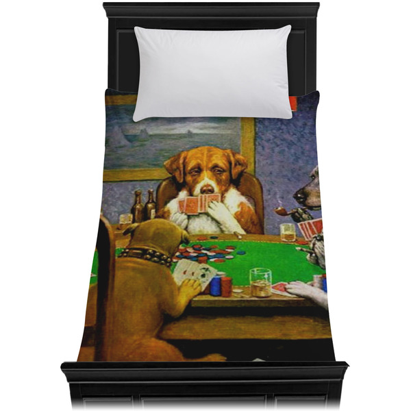 Dogs Playing Poker by C.M.Coolidge Duvet Cover - Twin XL - On Bed - No Prop