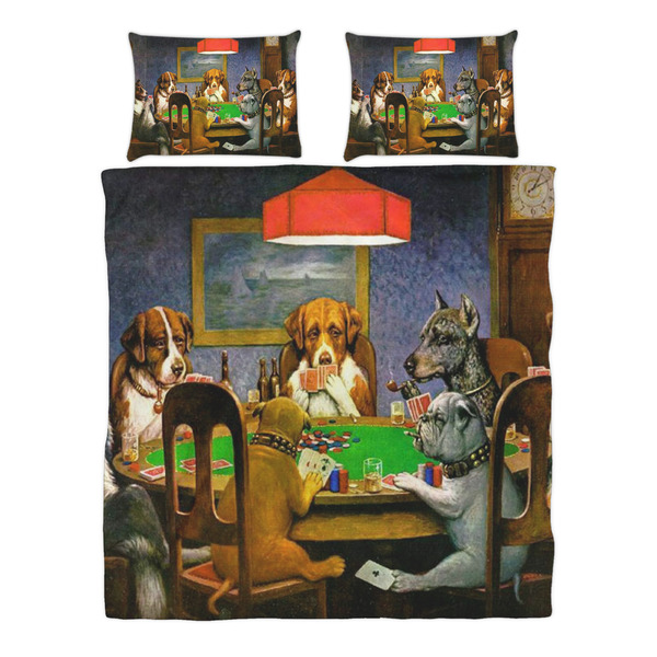 Dogs Playing Poker by C.M.Coolidge Duvet cover Set - Queen - Alt Approval