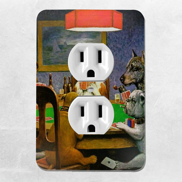 Dogs Playing Poker by C.M.Coolidge Electric Outlet Plate - LIFESTYLE