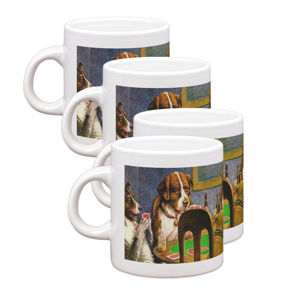 Custom Dogs Playing Poker by C.M.Coolidge Single Shot Espresso Cups - Set of 4