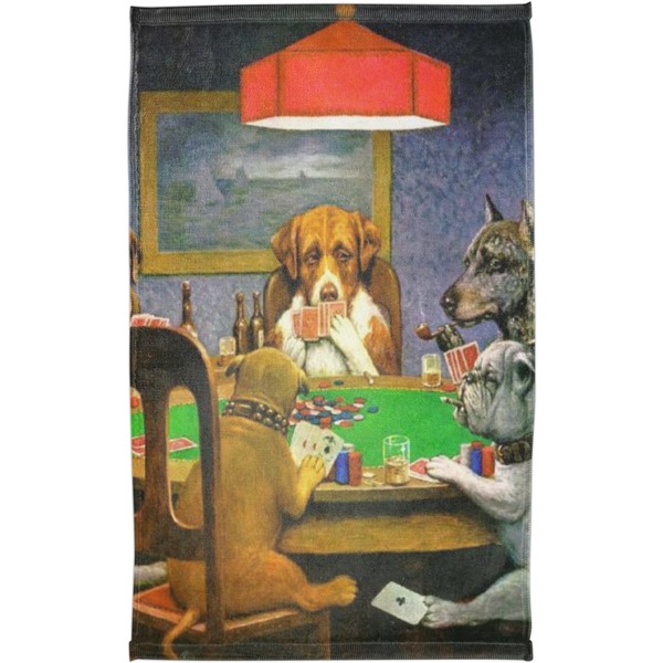 Dogs Playing Poker by C.M.Coolidge Finger Tip Towel - Full View