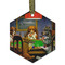 Dogs Playing Poker by C.M.Coolidge Frosted Glass Ornament - Hexagon