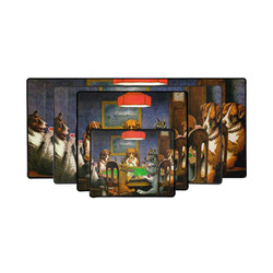 Dogs Playing Poker by C.M.Coolidge Gaming Mouse Pad