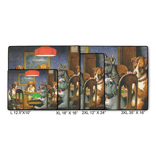 Dogs Playing Poker by C.M.Coolidge Gaming Mats - SIZE CHART