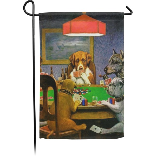 Custom Dogs Playing Poker by C.M.Coolidge Small Garden Flag - Double Sided