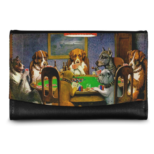 Custom Dogs Playing Poker by C.M.Coolidge Genuine Leather Women's Wallet - Small