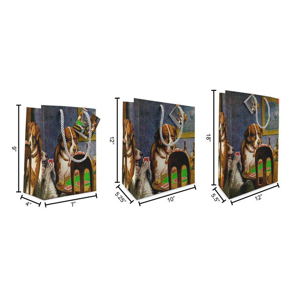 Dogs Playing Poker by C.M.Coolidge Gift Bags - All Sizes - Dimensions