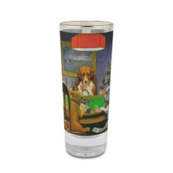 Dogs Playing Poker by C.M.Coolidge 2 oz Shot Glass - Glass with Gold Rim