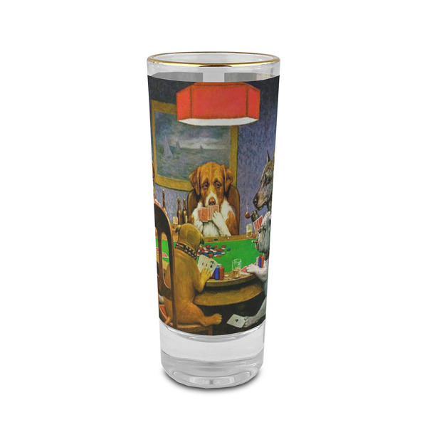 Custom Dogs Playing Poker by C.M.Coolidge 2 oz Shot Glass -  Glass with Gold Rim - Set of 4