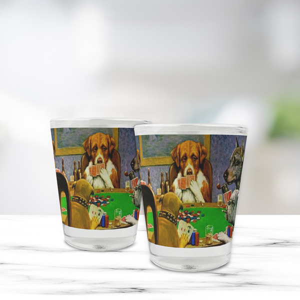 Dogs Playing Poker by C.M.Coolidge Glass Shot Glass - Standard - LIFESTYLE