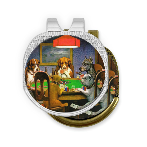 Dogs Playing Poker by C.M.Coolidge Golf Ball Marker Hat Clip - PARENT/MAIN