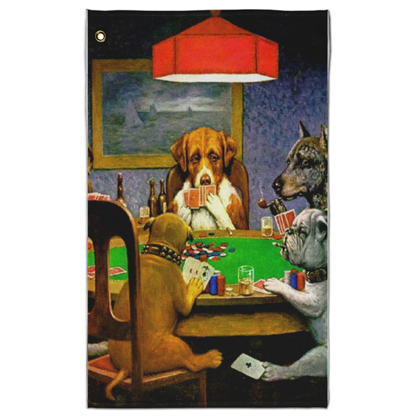 Custom Dogs Playing Poker by C.M.Coolidge Golf Towel - Poly-Cotton Blend - Large