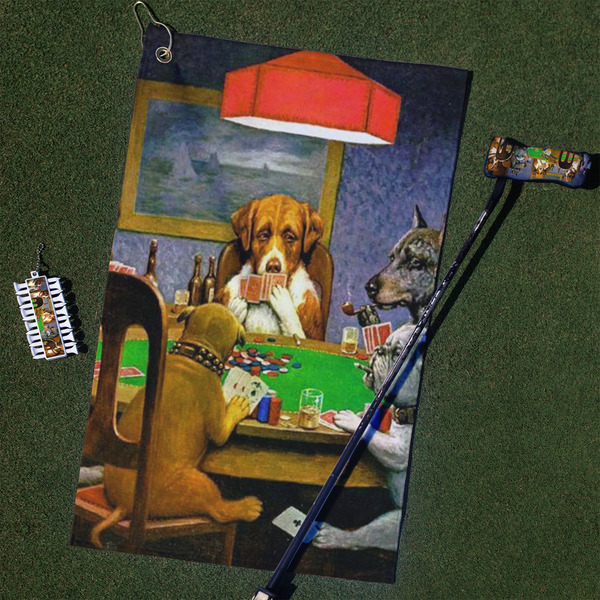 Custom Dogs Playing Poker 1903 C.M.Coolidge Golf Towel Gift Set