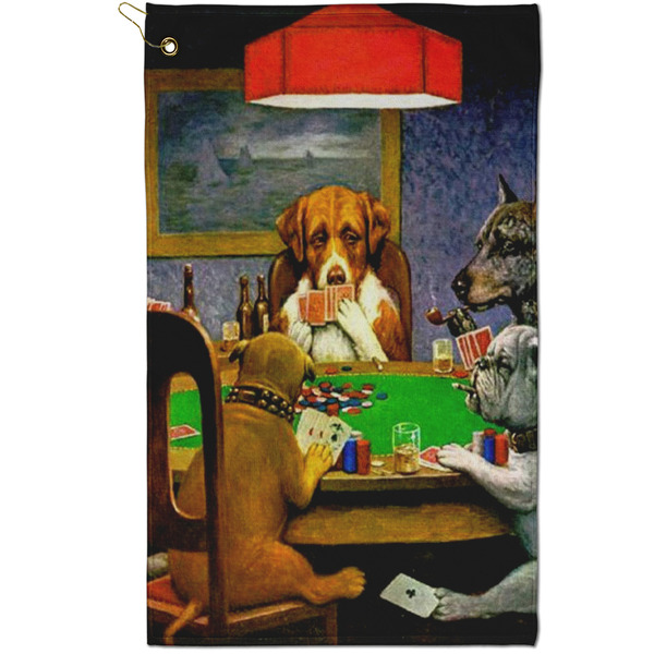 Custom Dogs Playing Poker by C.M.Coolidge Golf Towel - Poly-Cotton Blend - Small