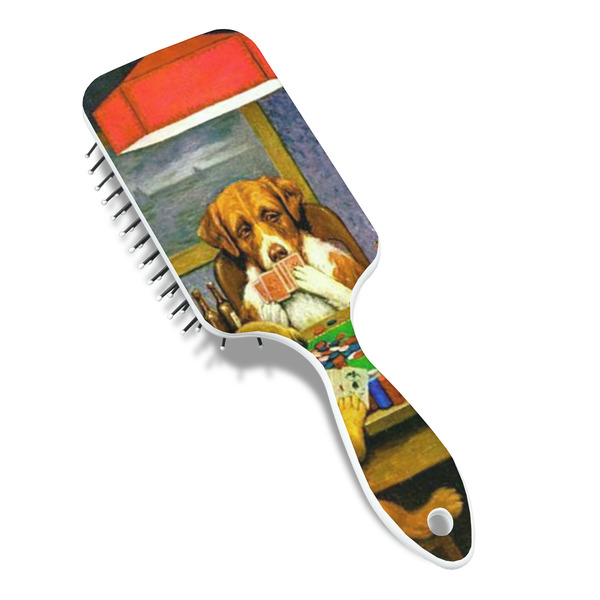 Dogs Playing Poker by C.M.Coolidge Hair Brush - Angle View