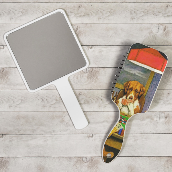Dogs Playing Poker by C.M.Coolidge Hair Brush - In Context