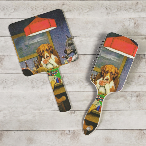 Dogs Playing Poker by C.M.Coolidge Hand Mirrors - In Context