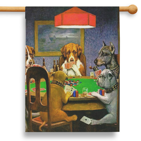 Custom Dogs Playing Poker by C.M.Coolidge 28" House Flag - Single Sided
