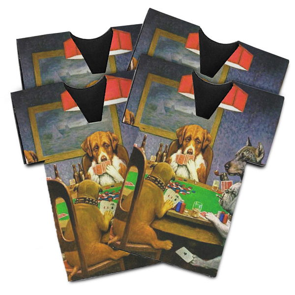 Custom Dogs Playing Poker by C.M.Coolidge Jersey Bottle Cooler - Set of 4