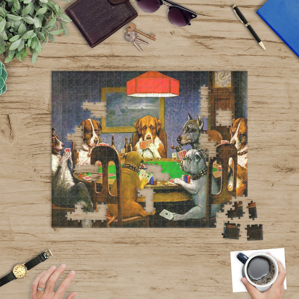 Dogs Playing Poker by C.M.Coolidge Jigsaw Puzzle 500 Piece - In Context
