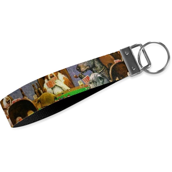 Custom Dogs Playing Poker by C.M.Coolidge Webbing Keychain Fob - Small