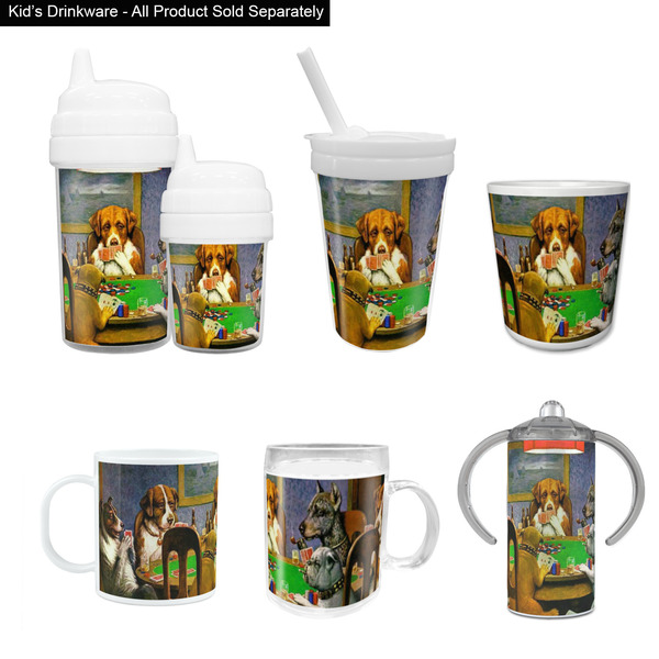 Dogs Playing Poker by C.M.Coolidge Kid's Drinkware - Customized & Personalized