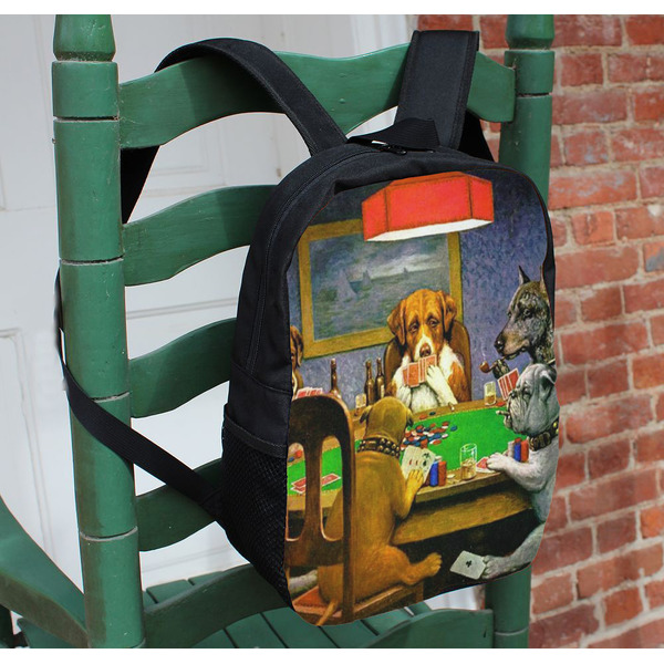 Dogs Playing Poker by C.M.Coolidge Kids Backpack - In Context