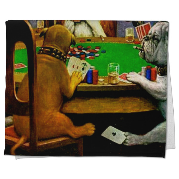Custom Dogs Playing Poker by C.M.Coolidge Kitchen Towel - Poly Cotton