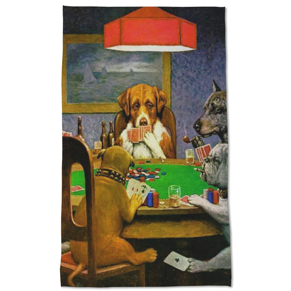 Dogs Playing Poker by C.M.Coolidge Kitchen Towel - Poly Cotton - Full Front