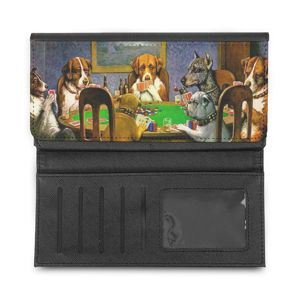 Dogs Playing Poker by C.M.Coolidge Ladies Wallet - Half Way Open