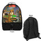 Dogs Playing Poker by C.M.Coolidge Large Backpack - Black - Front & Back View