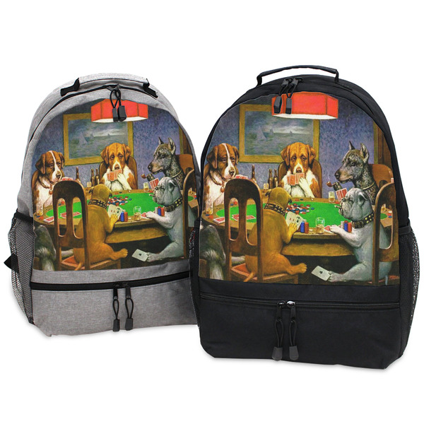 Dogs Playing Poker by C.M.Coolidge Large Backpacks - Both