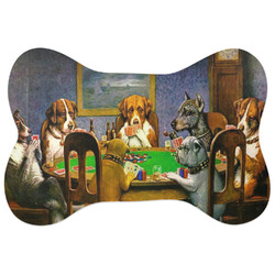 Dogs Playing Poker by C.M.Coolidge Bone Shaped Dog Food Mat (Large)