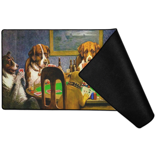 Dogs Playing Poker by C.M.Coolidge Large Gaming Mats - FRONT W/ FOLD