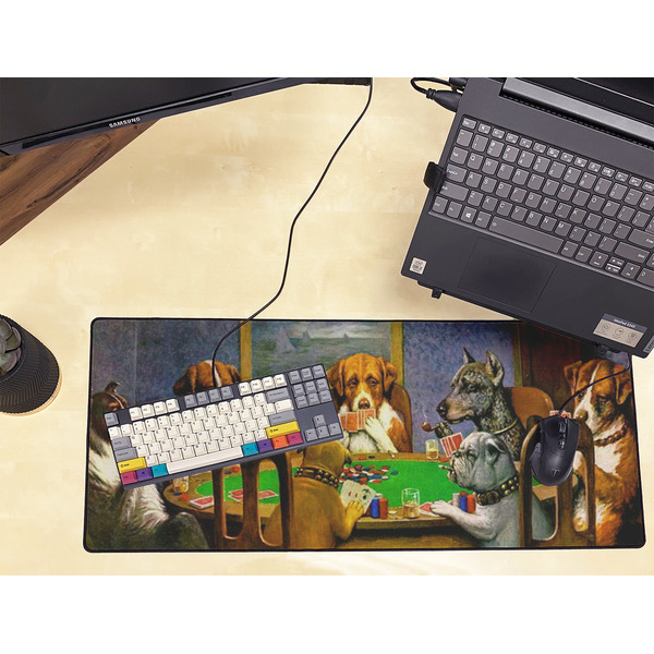 Dogs Playing Poker by C.M.Coolidge Large Gaming Mats - LIFESTYLE