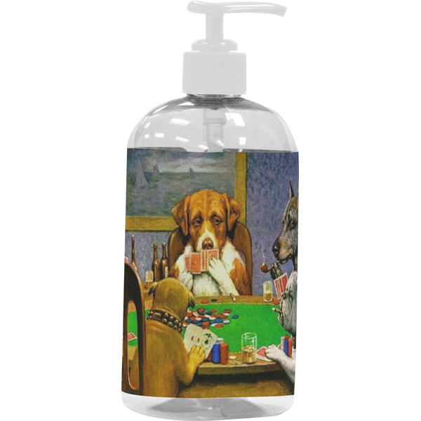 Custom Dogs Playing Poker by C.M.Coolidge Plastic Soap / Lotion Dispenser (16 oz - Large - White)